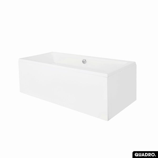 OTITEC - Baignoire rectangulaire - 175 x 80 cm - avec Habillage - Pieds - Vidage Chrome - QUADRO SLIM - large