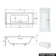 OTITEC - Baignoire rectangulaire - 175 x 80 cm - avec Habillage - Pieds - Vidage Chrome - QUADRO SLIM - vignette