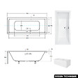 OTITEC - Baignoire rectangulaire - 180 x 80 cm - sans Habillage - avec Pieds - Vidage Chrome - QUADRO SLIM - vignette
