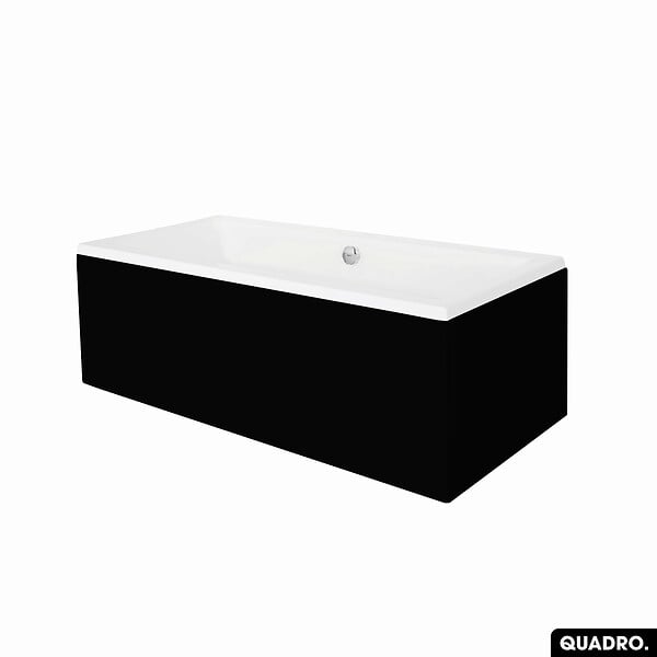 OTITEC - Baignoire rectangulaire - 155 x 70 cm - sans Habillage - avec Pieds - Repose-tête - Étagère bambou - Vidage Chrome - QUADRO - large
