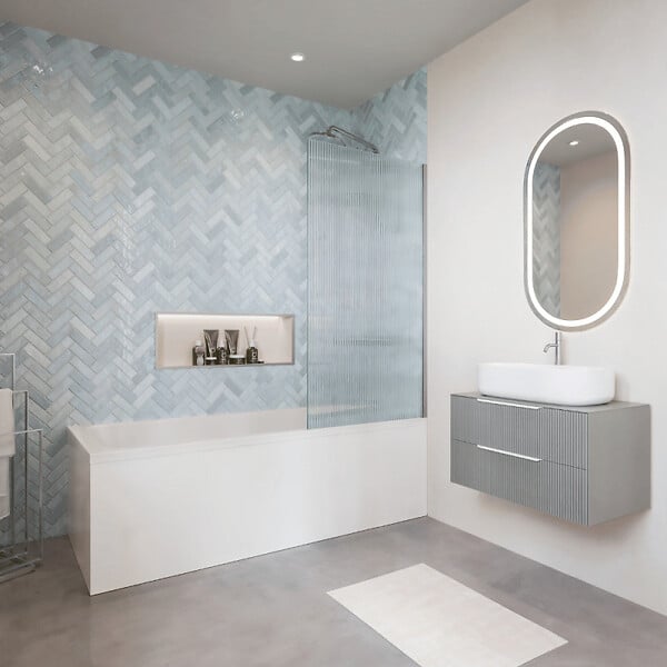 VILLEROY ET BOCH - Baignoire droite  Collaro 160 x 75cm Blanc mat  vidage et trop plein chrome + Pare bain droite AURYS Raywall - large