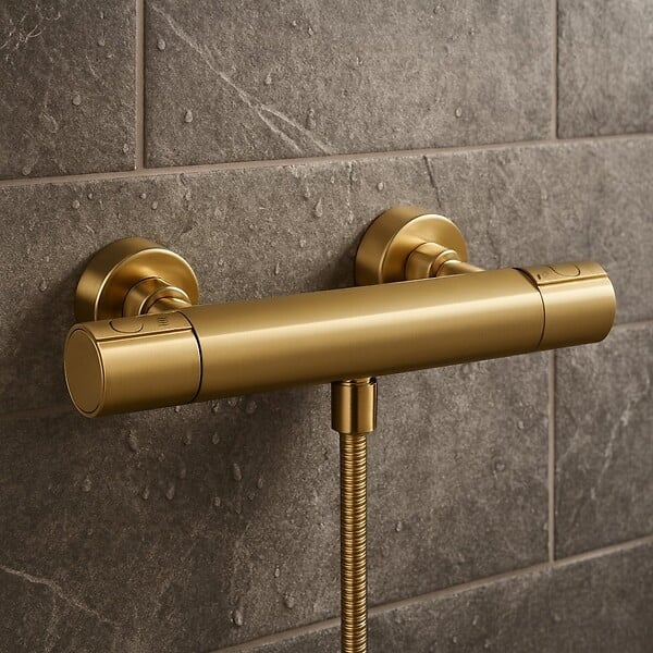 ESSEBAGNO - Carra mitigeur douche thermostatique or brossé - large