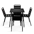 OVIALA - Ensemble table de jardin et 4 chaises en métal noir - Palavas - vignette