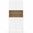 ID MARKET - Buffet de cuisine 80 CM CINA 4 portes + tiroir façon hêtre et blanc - vignette