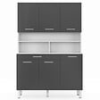 ID MARKET - Buffet de cuisine 120 CM CINA 6 portes + tiroir blanc et gris brillant - vignette