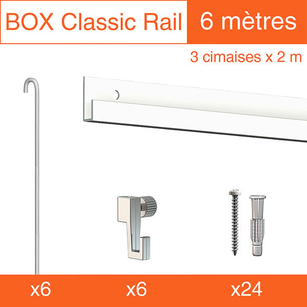 ARTITEQ - Cimaise Box Artiteq Classic ÉCO + tiges - Kit accrochage tableau 6 mètres - large