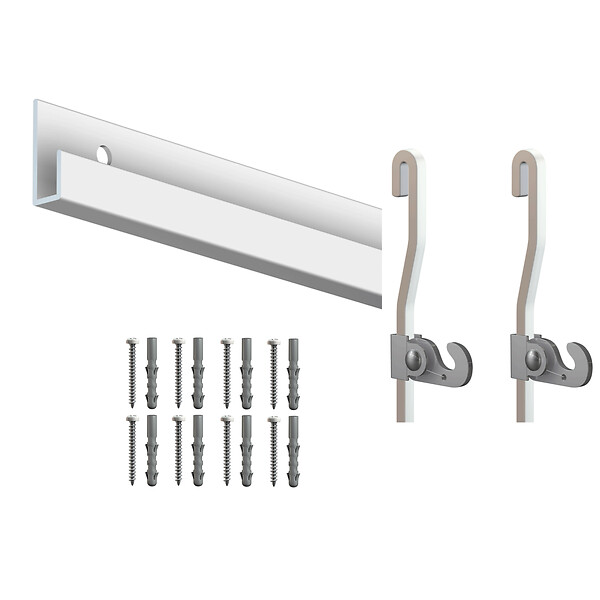 ARTITEQ - Cimaise Box PREMIUM Classic Rail + Tige 4 mm - 200 cm - Kit tout en un Blanc mat à peindre - large
