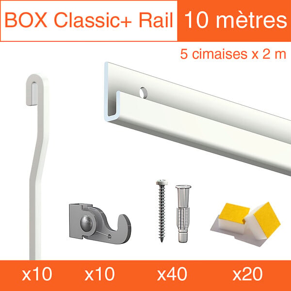 ARTITEQ - Cimaise Box Artiteq Classic+ PREMIUM - 80kg - Kit accrochage tableau 4 mètres , Gris - large
