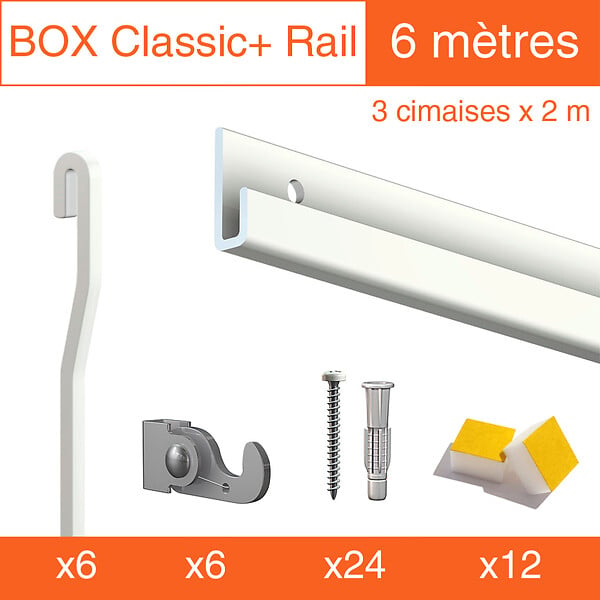 ARTITEQ - Cimaise Box Artiteq Classic+ PREMIUM - 80kg - Kit accrochage tableau 4 mètres , Gris - large