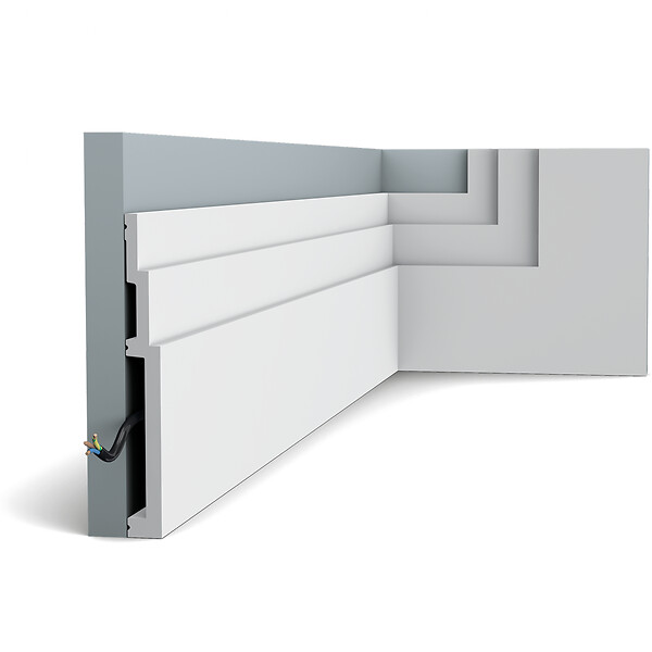 ORAC DECOR - SX181 Plinthe Orac Decor - 20 x 2,2x200cm (h x p x L) - plinthe décorative polymère Pack 2 pièces - large