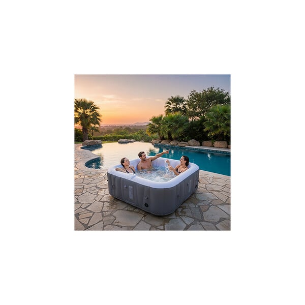 SUN SPA - Spa gonflable 4 places carré - Sunspa - Bandeau LED inclus - Dimensions : 155 x 155 cm - large