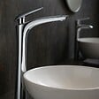 ESSEBAGNO - Galet mitigeur lavabo bec haut chrome poignée chrome - vignette