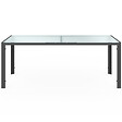 ID MARKET - Salon de jardin MADRID table 190 CM et 8 chaises empilables gris anthracite plateau transparent - vignette