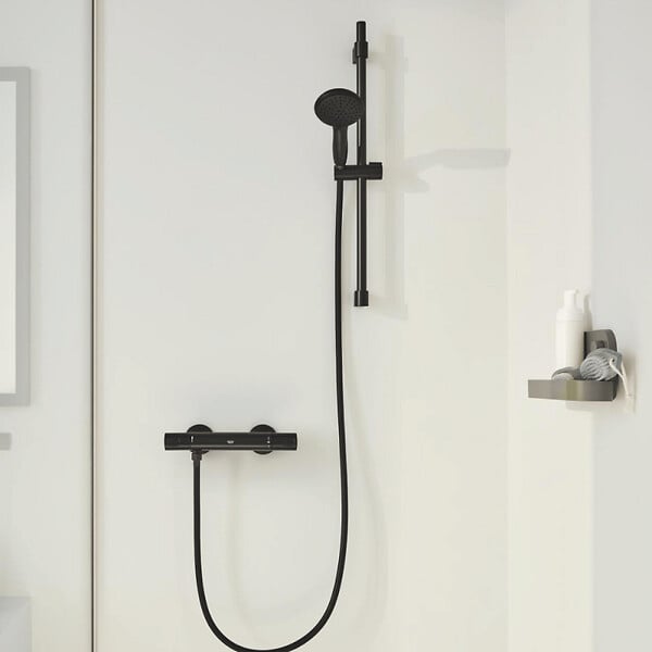 GROHE - Douchette 2 jets Vitalio Start 110 noir mat + Flexible 1750 mm - large