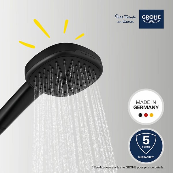 GROHE - Douchette 2 jets Vitalio Comfort 110 noir mat + Flexible 1750 mm - large