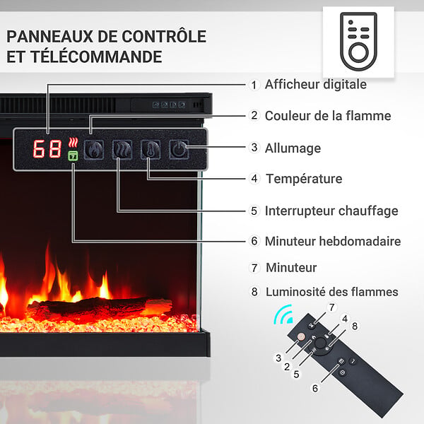 BALDERIA - Cheminée électrique BALDERIA Orson 50 - Cheminée encastrable - Noir - large