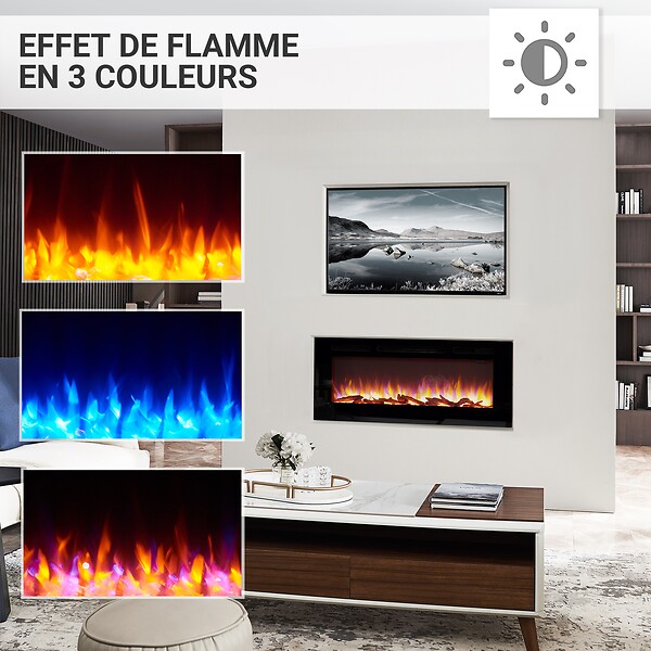 BALDERIA - Cheminée électrique BALDERIA Fiamma 48 - Cheminée encastrable - Noir - large