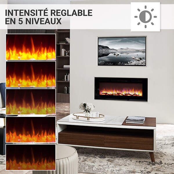 BALDERIA - Cheminée électrique BALDERIA Fiamma 48 - Cheminée encastrable - Noir - large