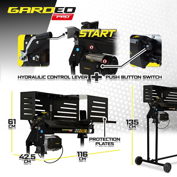 GARDEO PRO - Fendeur de bûches horizontal 2200 W - 6 tonnes sur pieds. - large
