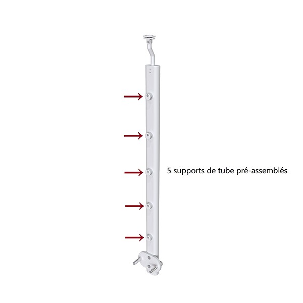 AICA SANITAIRE - Poteau de garde-corps - Pour intérieur et extérieur - Aluminium argenté - Fixation latérale - large