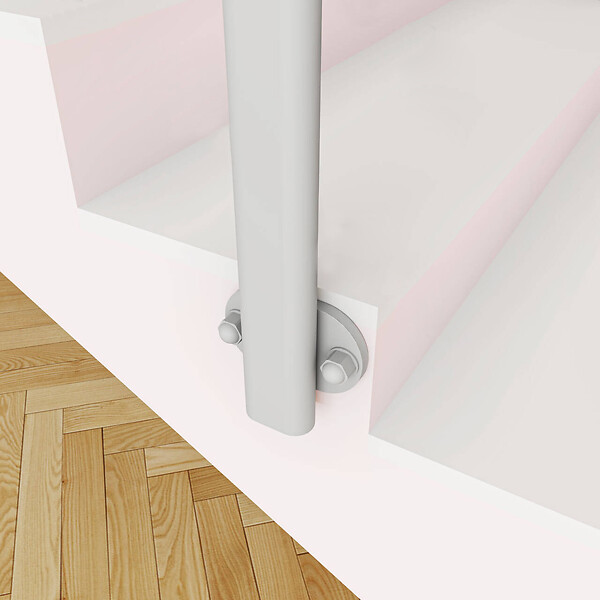 AICA SANITAIRE - Poteau de garde-corps - Pour intérieur et extérieur - Aluminium argenté - Fixation latérale - large
