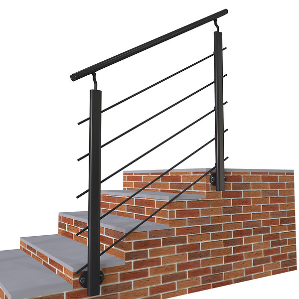 AICA SANITAIRE - Garde-corps - Aluminium Noir - 100cm - Avec 5 traverses et 1 main courante - Pour intérieur et extérieur - Fixation latérale - large