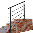 AICA SANITAIRE - Garde-corps - Aluminium Noir - 100cm - Avec 5 traverses et 1 main courante - Pour intérieur et extérieur - Fixation latérale - vignette