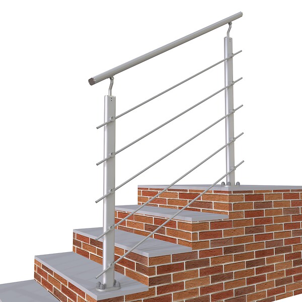 AICA SANITAIRE - Garde-corps - Pour intérieur et extérieur - Aluminium argenté - Avec 5 traverses et 1 main courante - 100cm - Fixation à  plat - large