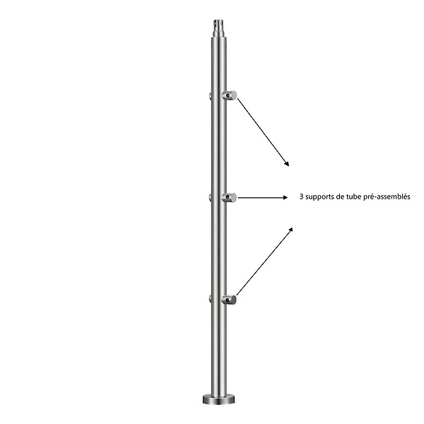 AICA SANITAIRE - Garde-corps 180cm avec main courante, en acier inoxydable 201, pour intérieur et extérieur, garde-corps avec 3 traverses - large