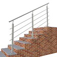 AICA SANITAIRE - Garde-corps - Pour intérieur et extérieur - Aluminium argenté - Avec 5 traverses et 1 main courante - 200cm - Fixation à  plat - vignette