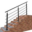 AICA SANITAIRE - Garde-corps - Aluminium Noir - 200cm - Avec 5 traverses et 1 main courante - Pour intérieur et extérieur - Fixation à  plat - vignette