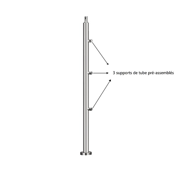 AICA SANITAIRE - Garde-corps avec main courante, 150cm, en acier inoxydable 304, garde-corps avec 3 traverses, pour intérieur et extérieur - large