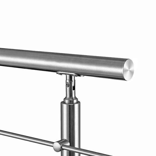 AICA SANITAIRE - Garde-corps avec main courante, 150cm, en acier inoxydable 304, garde-corps avec 3 traverses, pour intérieur et extérieur - large