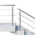 AICA SANITAIRE - Garde-corps 200cm avec main courante, en acier inoxydable 201, pour intérieur et extérieur, garde-corps avec 3 traverses - vignette