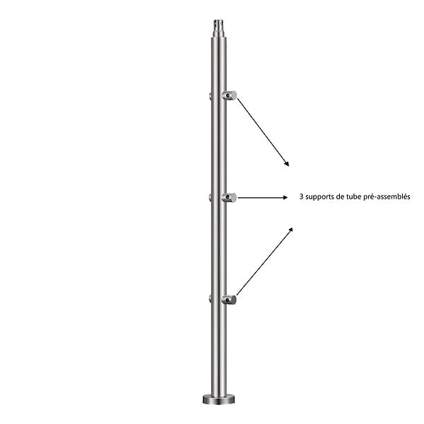 AICA SANITAIRE - Garde-corps 200cm avec main courante, en acier inoxydable 201, pour intérieur et extérieur, garde-corps avec 3 traverses - large