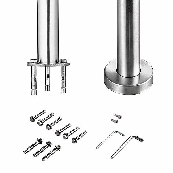 AICA SANITAIRE - Garde-corps 200cm avec main courante, en acier inoxydable 201, pour intérieur et extérieur, garde-corps avec 3 traverses - large