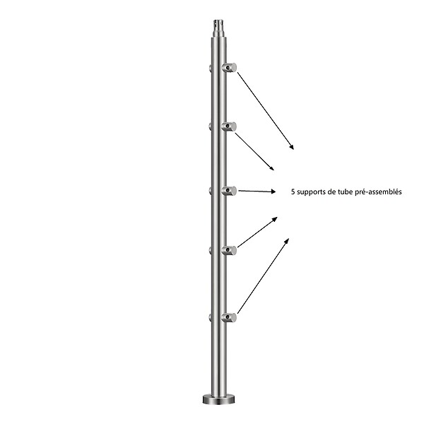 AICA SANITAIRE - Garde-corps 150cm avec main courante, en acier inoxydable 201, pour intérieur et extérieur, garde-corps avec 5 traverses - large