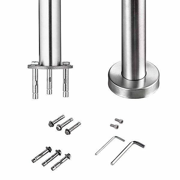 AICA SANITAIRE - Garde-corps 150cm avec main courante, en acier inoxydable 201, pour intérieur et extérieur, garde-corps avec 5 traverses - large