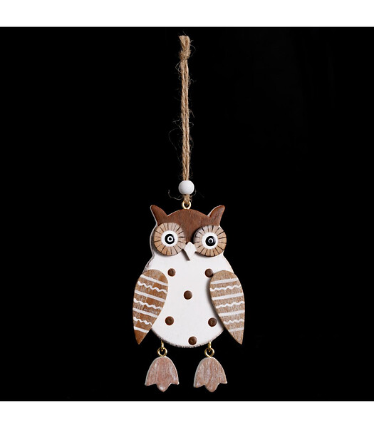 FEERIC LIGHTS & CHRISTMAS - Sujet de Noël à suspendre Hibou en bois H 9 cm - large