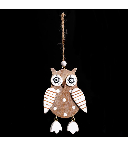 FEERIC LIGHTS & CHRISTMAS - Sujet de Noël à suspendre Hibou en bois H 9 cm - large