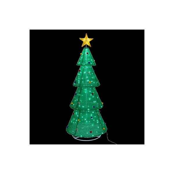 FEERIC LIGHTS & CHRISTMAS - Sapin lumineux 200 LED Blanc froid avec déco  H 190 cm - large