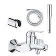 GROHE - Pack mitigeur mécanique Swift + Douchette 1 jet Get Stick + Flexible1750 mm et support - vignette