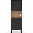 ID MARKET - Buffet de cuisine 60 CM CINA 2 portes + tiroir façon hêtre et noir - vignette