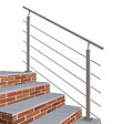 AICA SANITAIRE - Garde-corps - Intérieur et extérieur - Aluminium argenté - Avec 5 traverses et 1 main courante - 150cm - Rampe d'escalier pose à plat - vignette