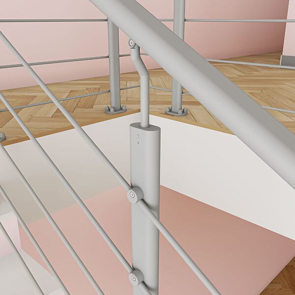 AICA SANITAIRE - Garde-corps - Intérieur et extérieur - Aluminium argenté - Avec 5 traverses et 1 main courante - 150cm - Rampe d'escalier pose à plat - large