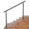 AICA SANITAIRE - Garde-corps 150cm noir, 1 main courante, sans traverses, inox 201, intérieur et extérieur, design moderne - kit complet - vignette