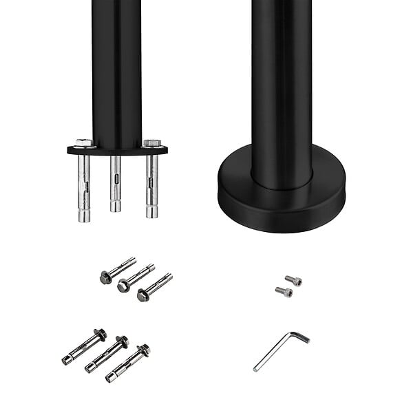 AICA SANITAIRE - Garde-corps 150cm noir, 1 main courante, sans traverses, inox 201, intérieur et extérieur, design moderne - kit complet - large