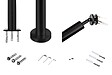 AICA SANITAIRE - Garde-corps 100cm noir, 1 main courante et 1 poteau, inox 201, réglable 0-145°, pour entrée de jardin ou de maison - kit complet - vignette