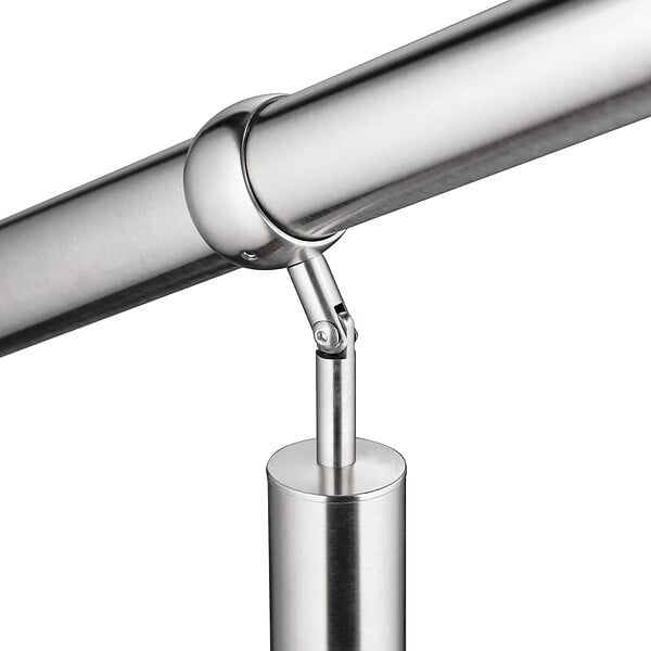 AICA SANITAIRE - Garde-corps 150cm argenté, 1 main courante et 1 poteau, inox 201, réglable 0-145°, pour entrée de jardin ou de maison - kit complet - large