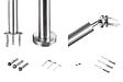 AICA SANITAIRE - Garde-corps 150cm argenté, 1 main courante et 1 poteau, inox 201, réglable 0-145°, pour entrée de jardin ou de maison - kit complet - vignette